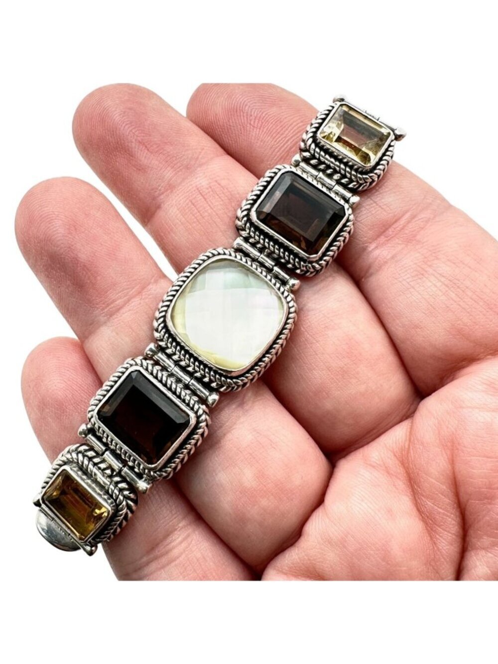 Suarti Womens Bracelet Pearl Assorted Gemstones Sterling Silver Bali Up to 8"